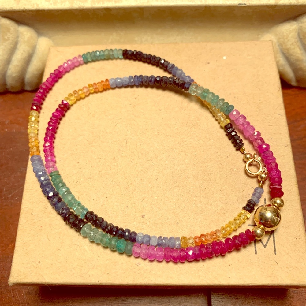 Genuine Raw Cut Sapphire & Gold Necklace ♥️